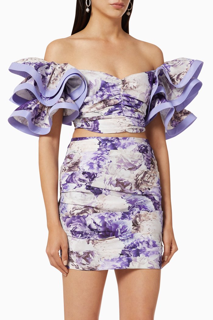 

Flounces Peony Draped Set, Purple