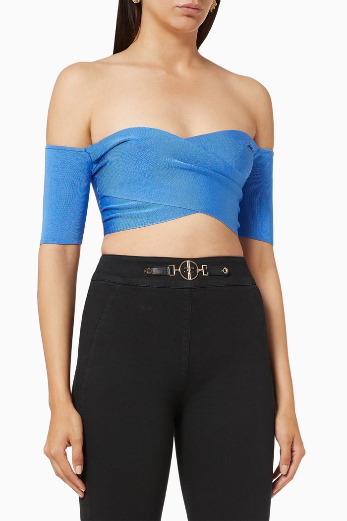 

Crop Top in Viscose Micro Knit, Blue