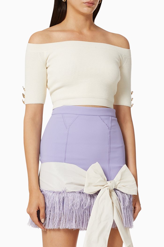 

Viscose Rib-knit Cropped Top, White
