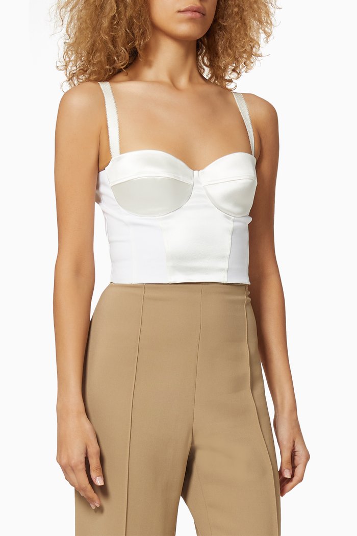 

Satin Cupro Bodice Crop Top, White