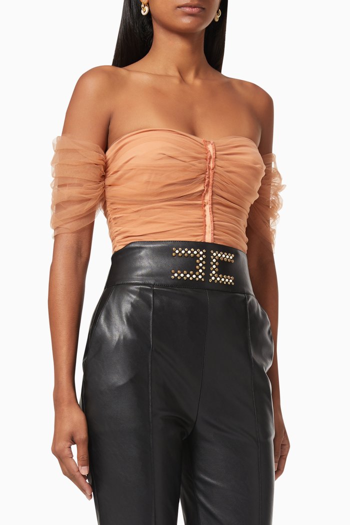 

Gathered Tulle Crop Top, Rose gold