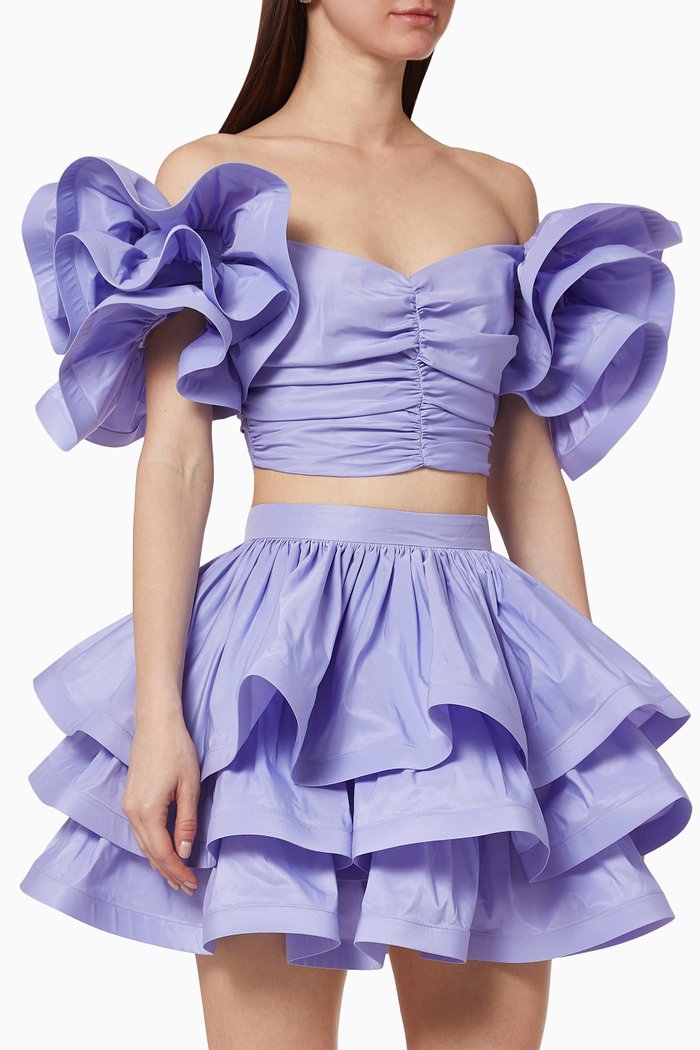 

Flounce Ottoman Cropped Top, Purple