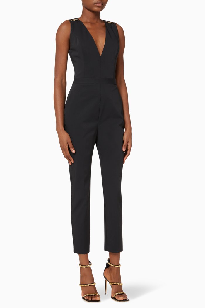 

One-Piece Jumpsuit in Technical Fabric, Black