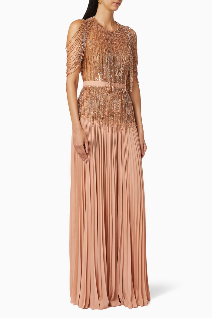 

Gown in Sequin Bead & Chiffon, White