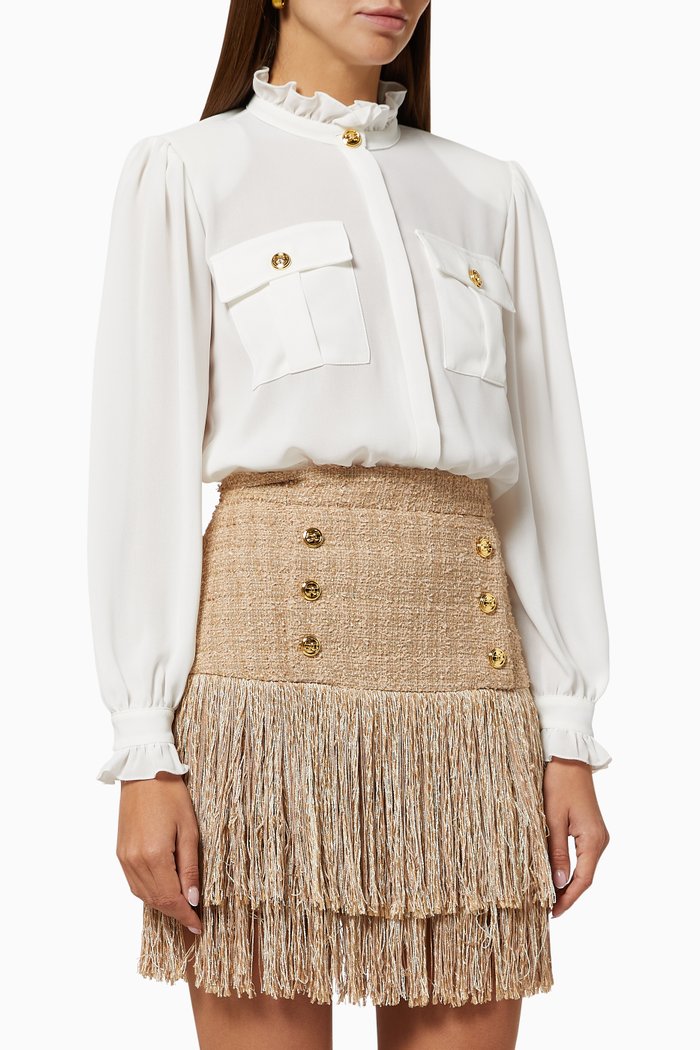 

Divisible Dress in Georgette & Tweed, White