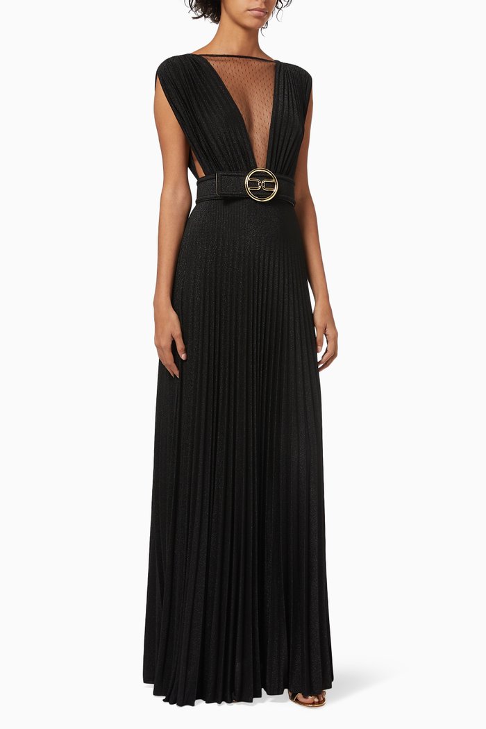

Pleated Dress in Lurex Jersey, Black
