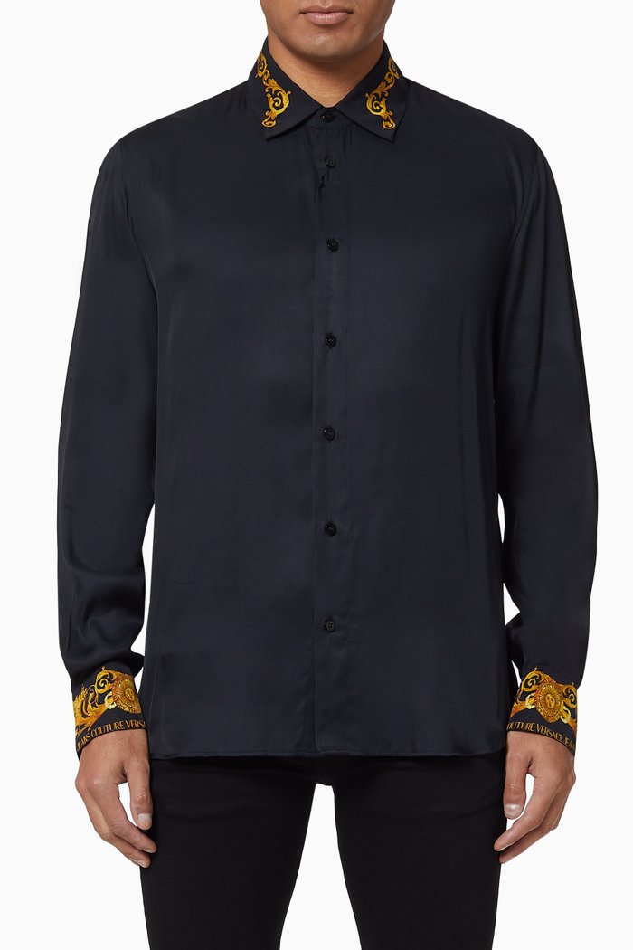 

Versailles Print Accent Shirt, Black