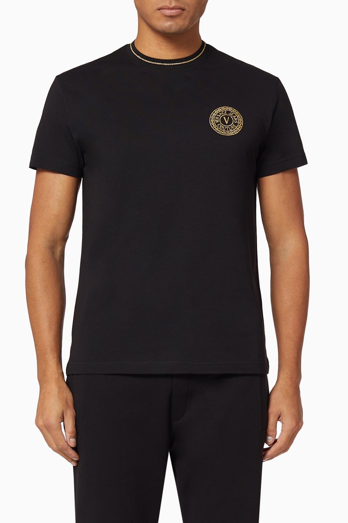 

V-Emblem Cotton T-shirt, Black