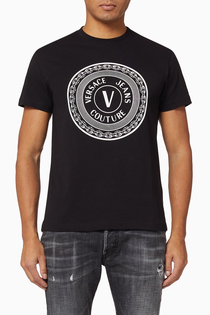 

V-Emblem Cotton T-shirt, Black