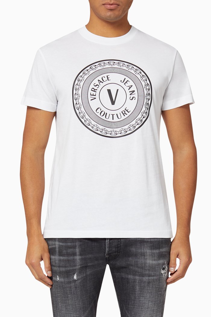 

V-Emblem Cotton T-shirt, White