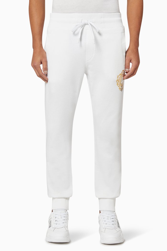 

V-Emblem Cotton Sweatpants, White