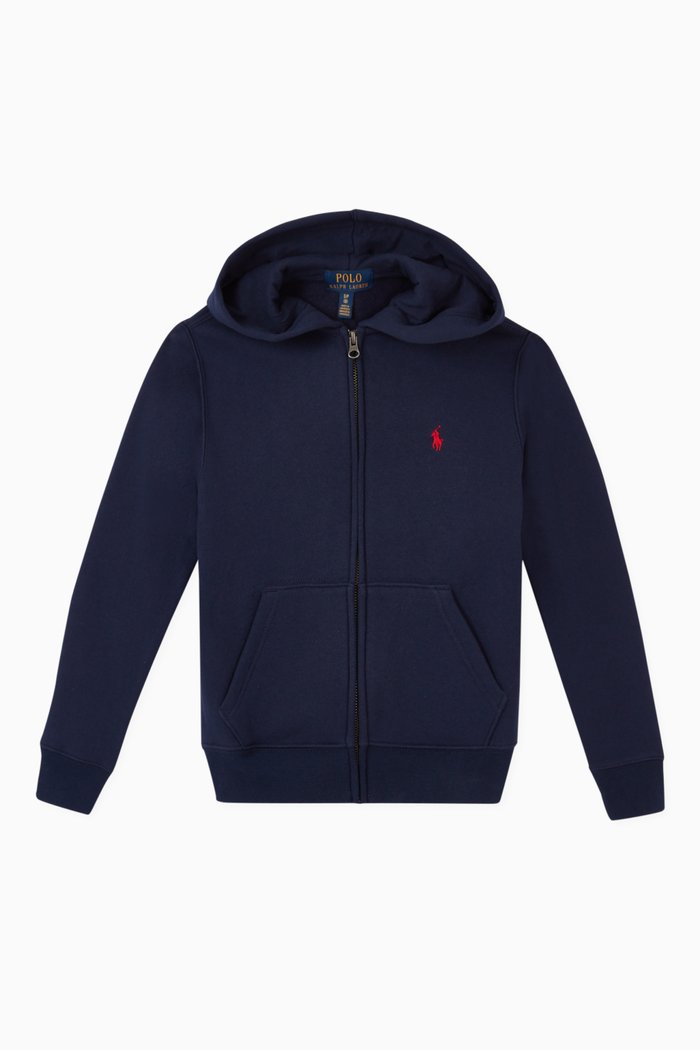 

Cotton Jersey Full Zip Hoodie, Blue