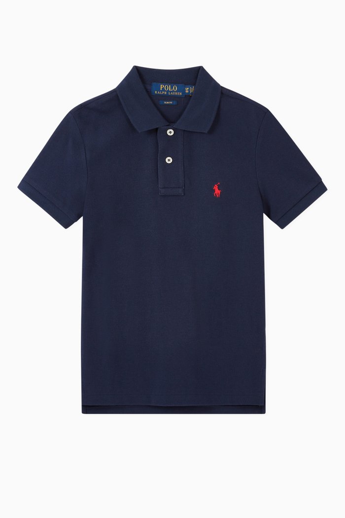 

Custom Fit Cotton Mesh Polo, Blue