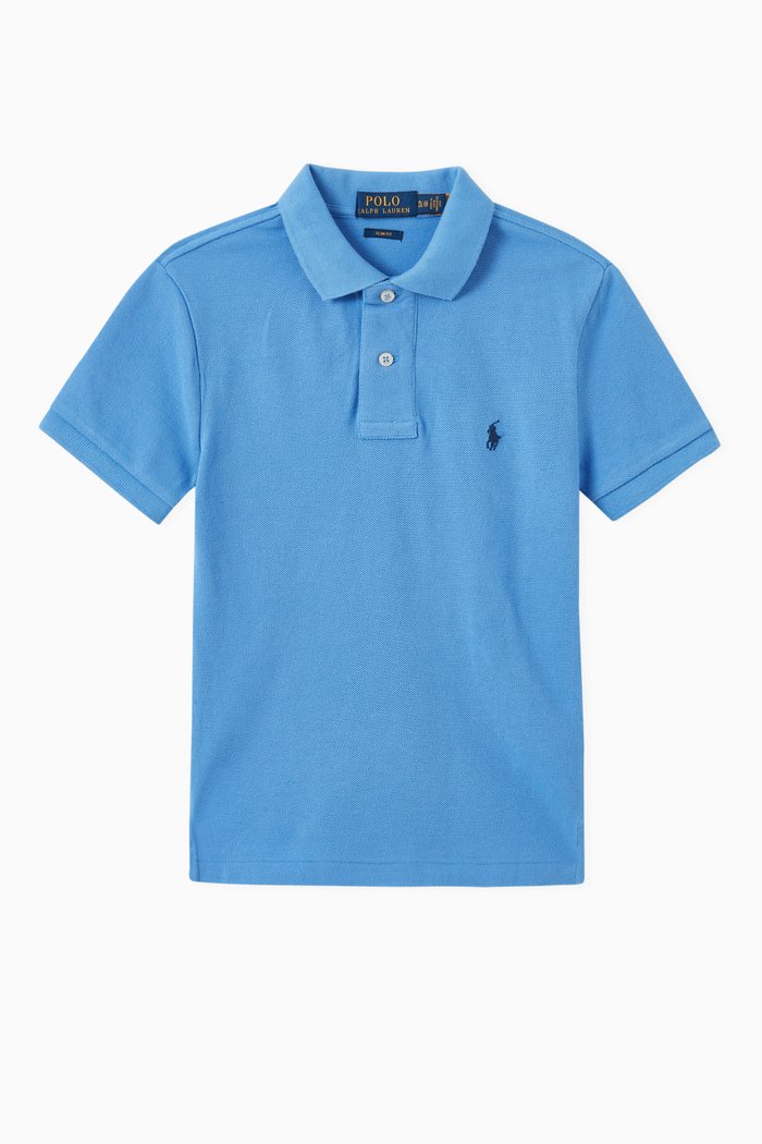 

Custom Fit Polo in Cotton Mesh, Blue