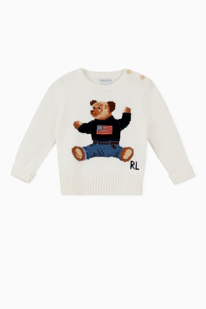 Polo Bear Sweater in Cotton, Neutral