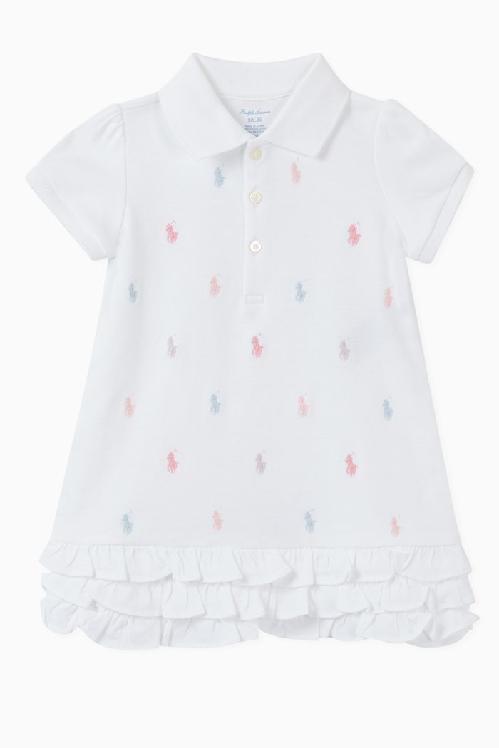 

Cotton Mesh Polo Dress Set, White