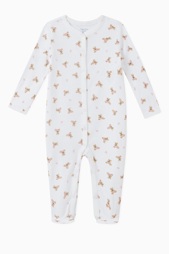 Bear Print Coverall, White