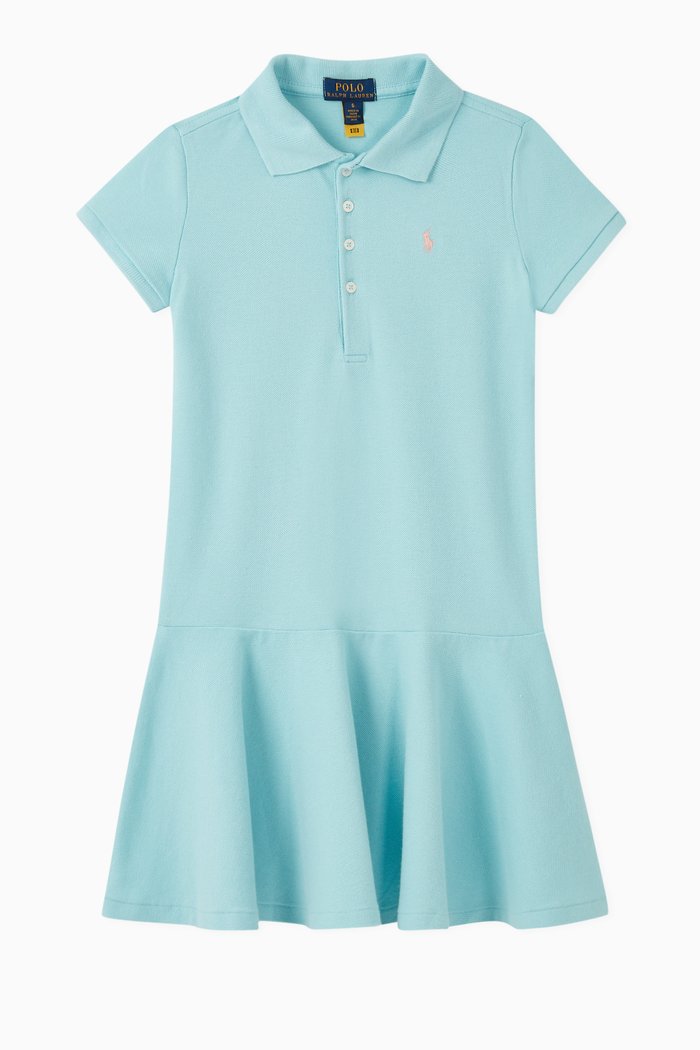 

Pony Cotton Mesh Polo Dress, Blue