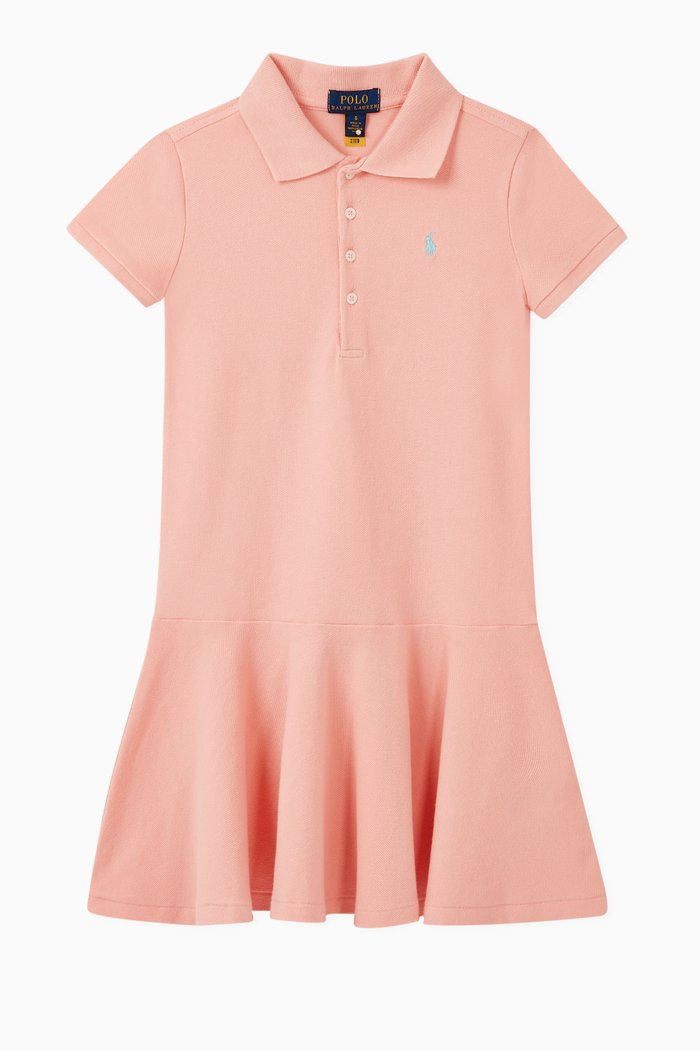 

Pony Cotton Mesh Polo Dress, Pink