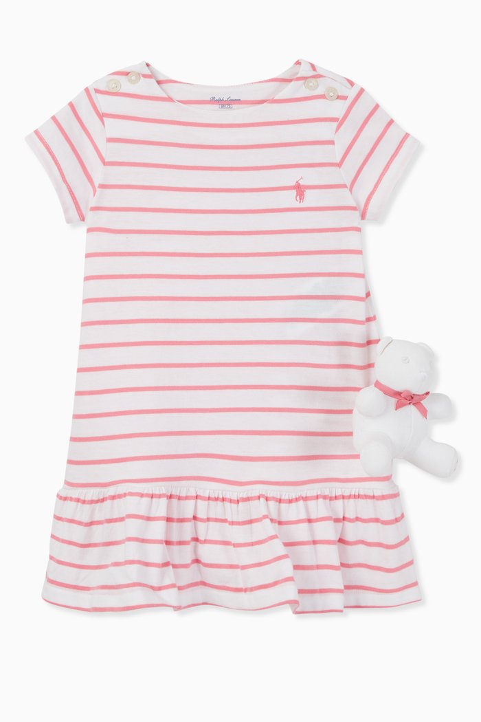 Striped Gift Set in Cotton, Set of 3, Pink