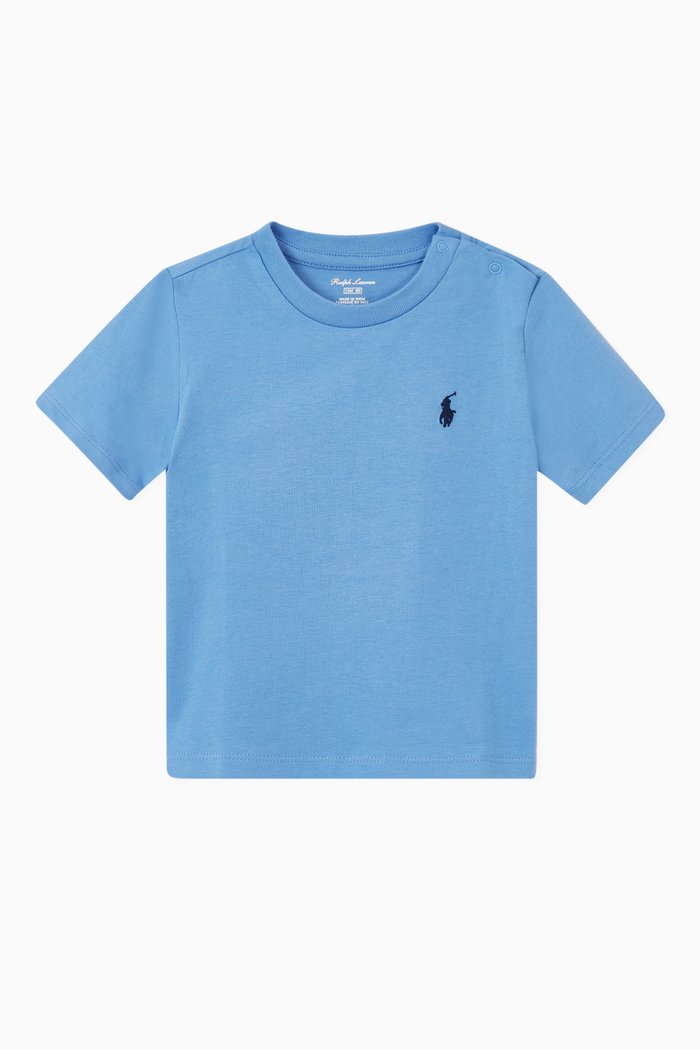 

Cotton Jersey Crewneck T-Shirt, Blue