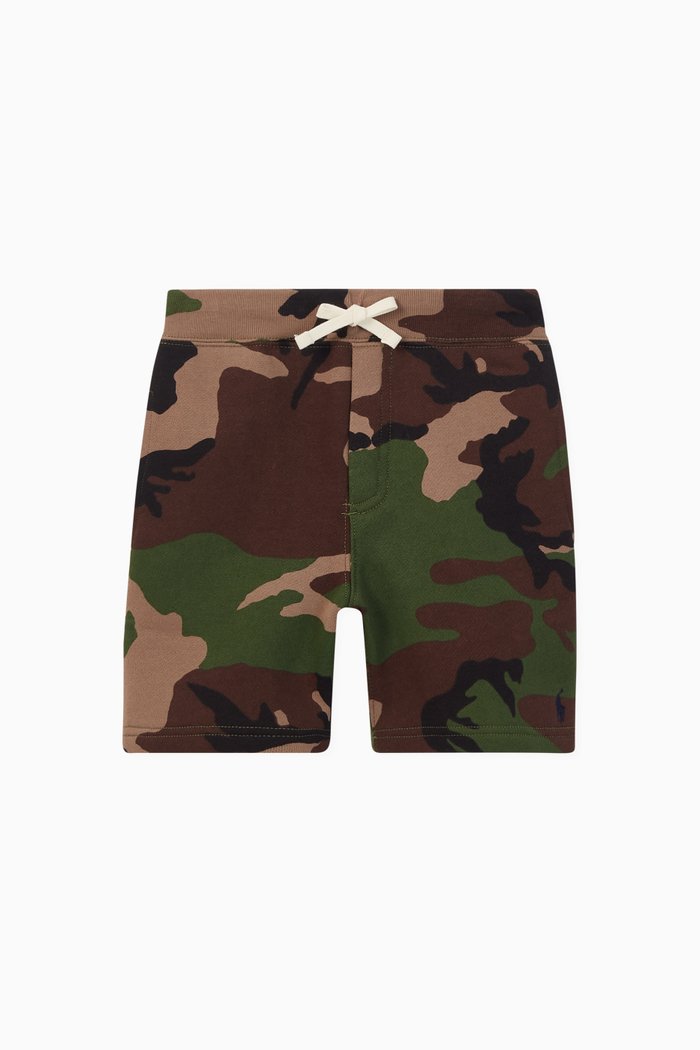

Camo Jersey Fleece Shorts, Green