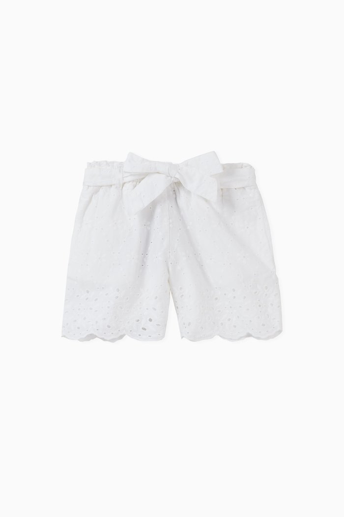 

Eyelet Cotton Shorts, White