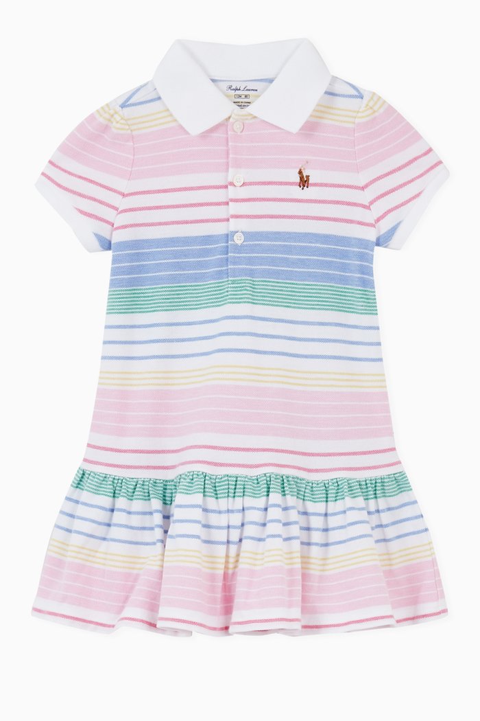 

Striped Logo Dress in Cotton, Multicolour