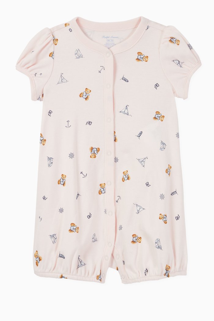 

Bear Print Romper, Pink