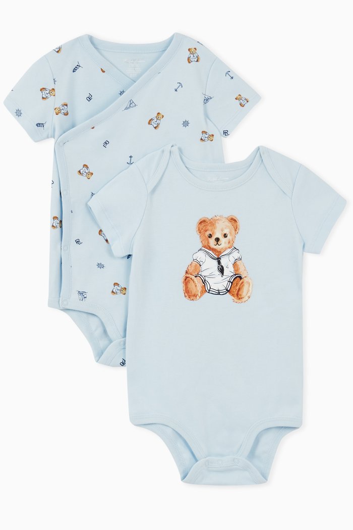 

Polo Bear Print Bodysuit in Cotton, White