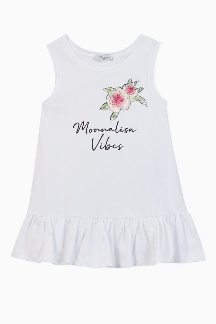 

Ruffles Jersey Tank Top, White