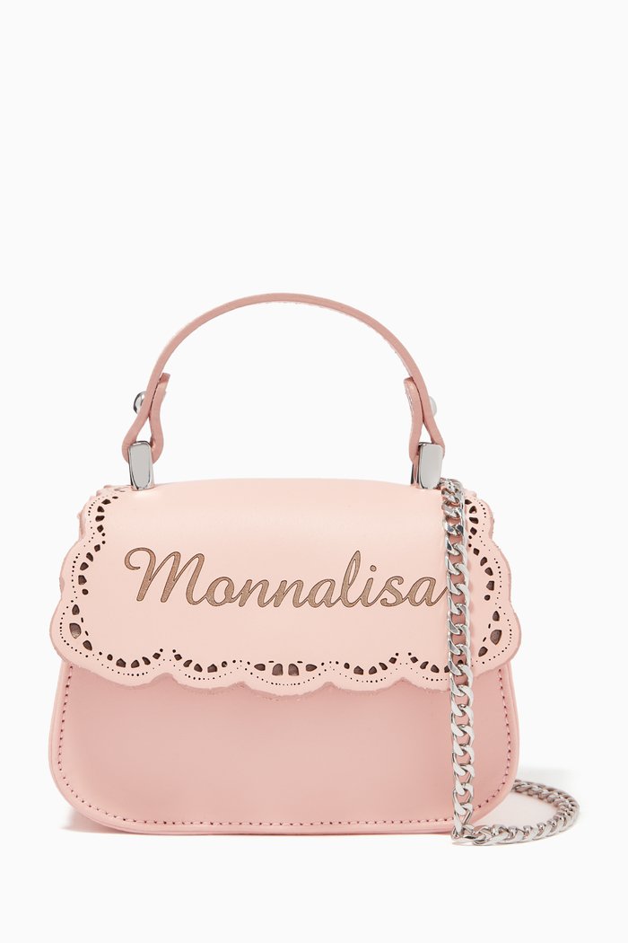 

Broderie Anglaise Handbag in Leather, Pink