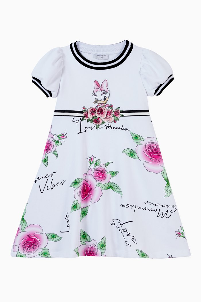 

Daisy Floral Print Dress in Cotton, White