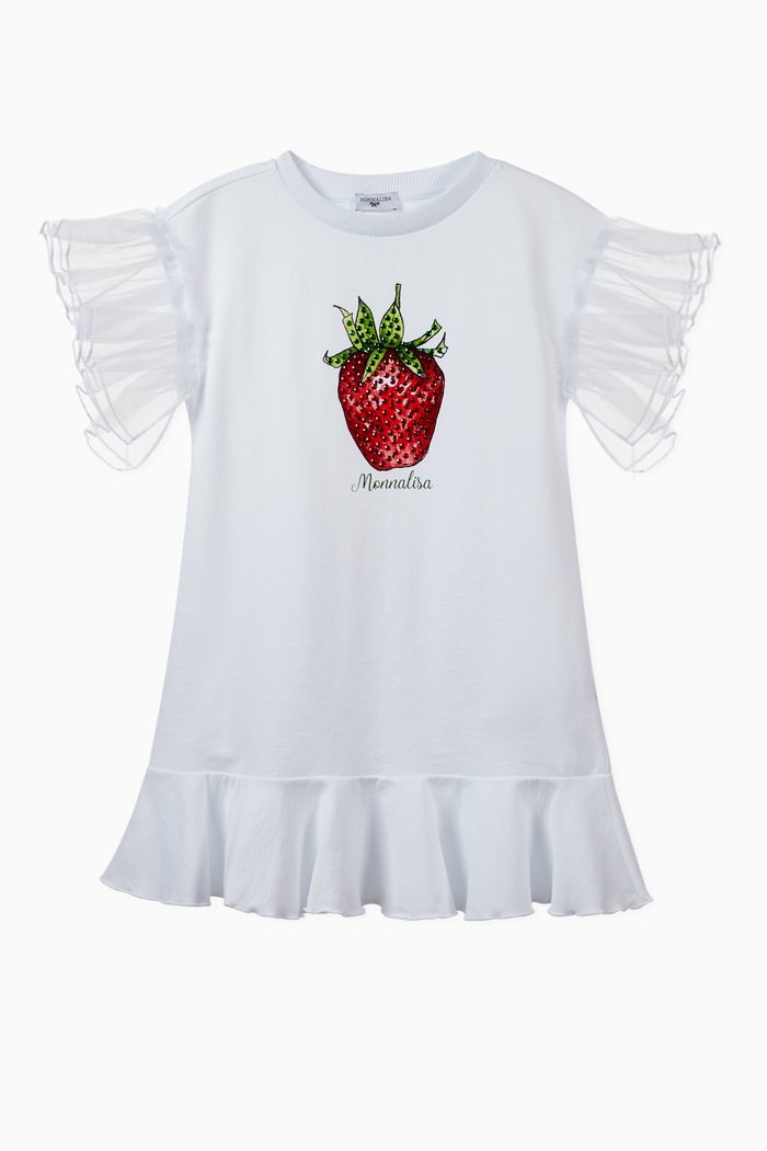 

Flounces Sweatshirt Dress, White
