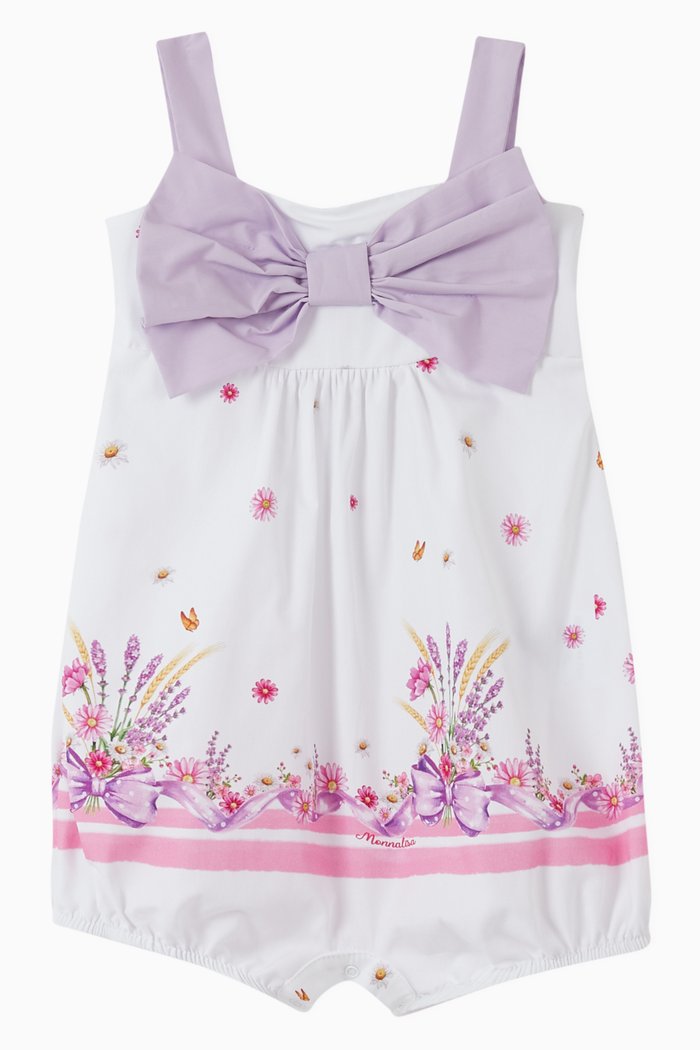

Maxi Bow Romper in Cotton, White