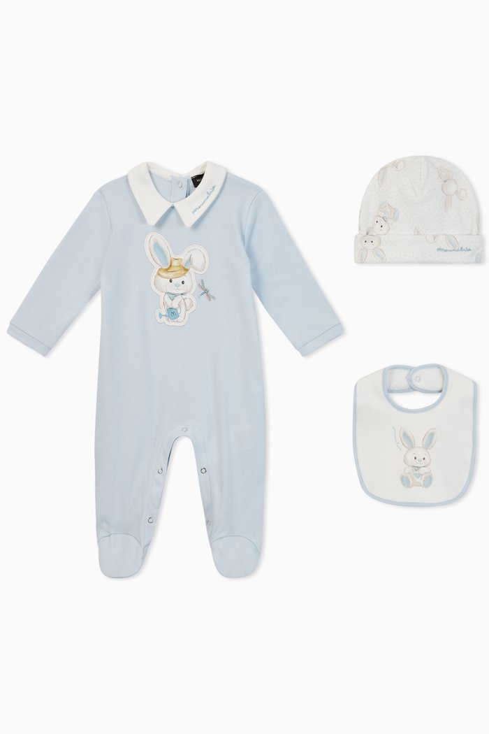

Bunny Print Cotton Set, Set of 3, Blue