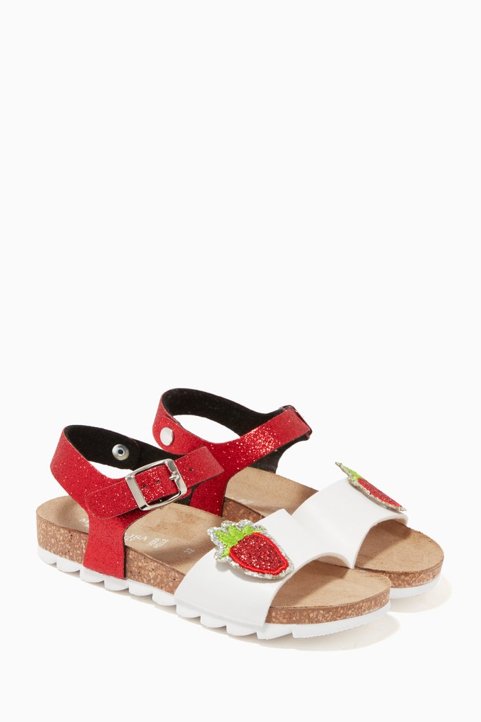 

Glitter Strawberry Sandals, White