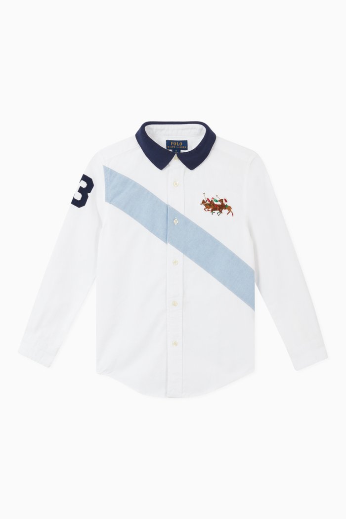 

Diagonal Stripe Oxford Shirt in Cotton, White