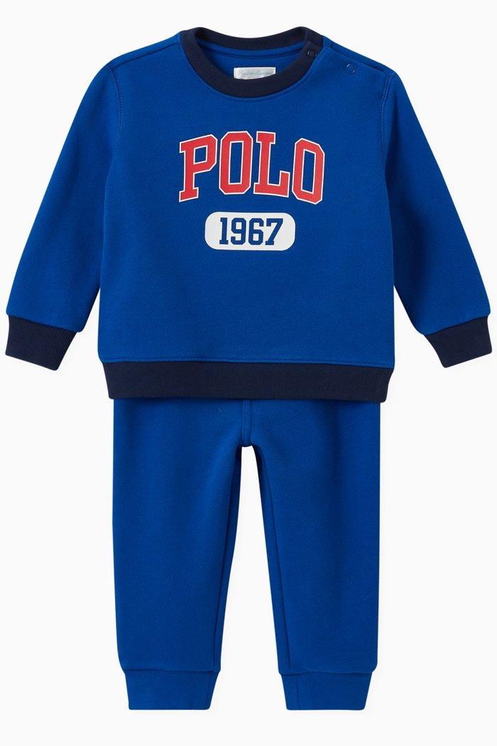 

Logo Sweatshirt & Sweatpants Set in Cotton, Blue