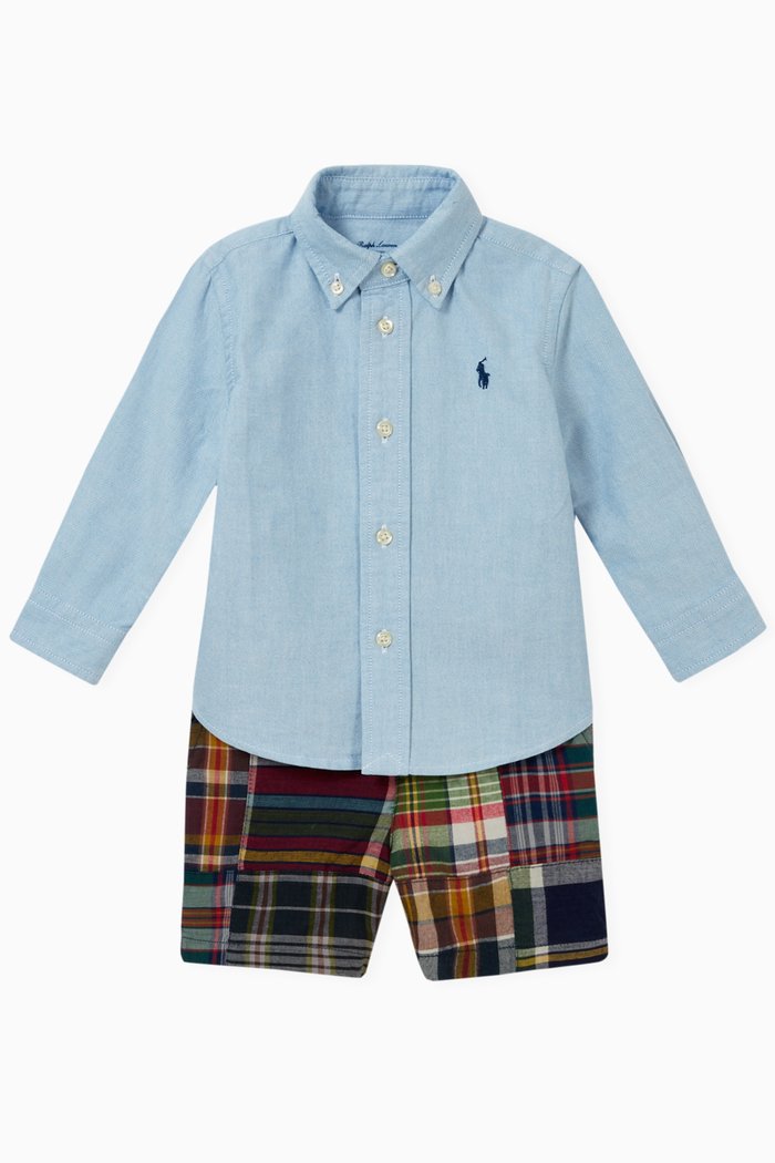 

Shirt & Shorts Set in Cotton, Blue