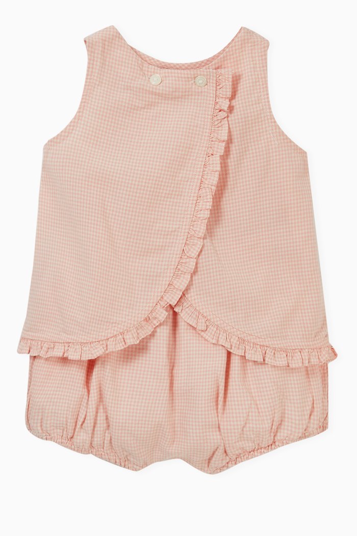 

Gingham Top & Shorts Set in Cotton, Pink