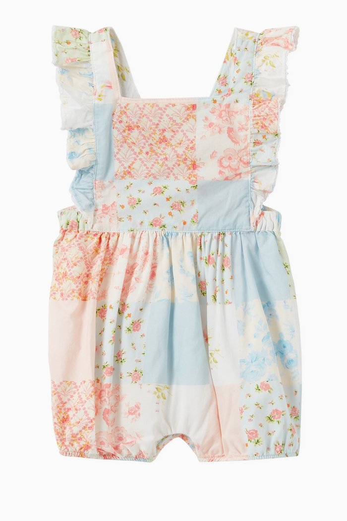

Patchwork Ruffles Romper in Cotton, White
