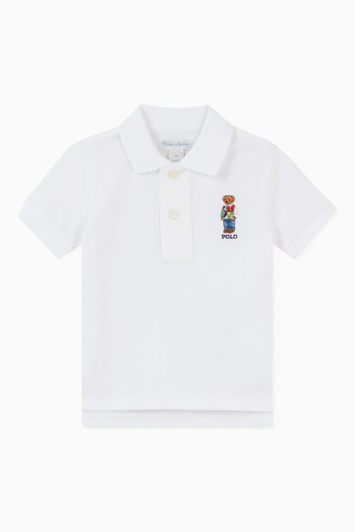 Bear Logo Polo in Cotton, White
