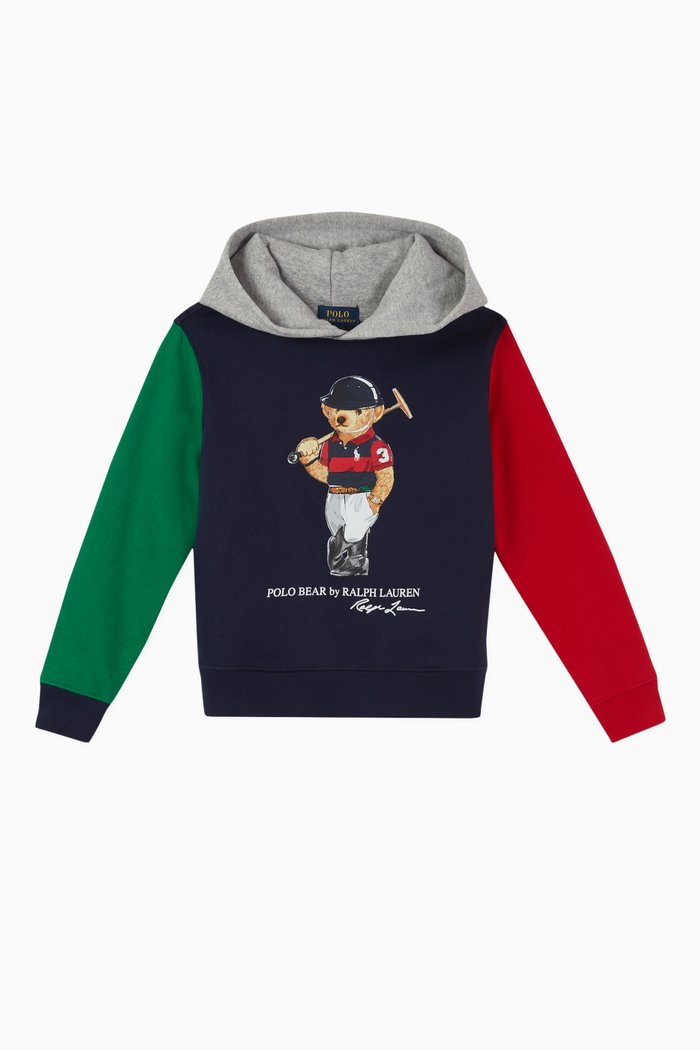 

Bear Print Hoodie in Cotton, Multicolour