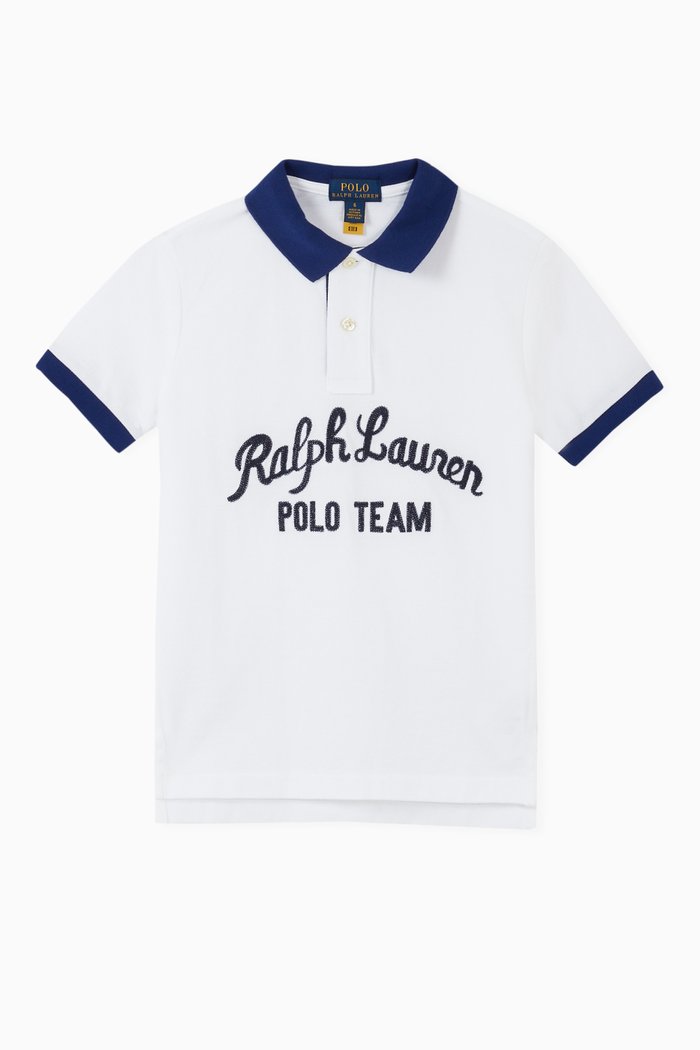 

Contrast Polo T-shirt in Knit Mesh, White