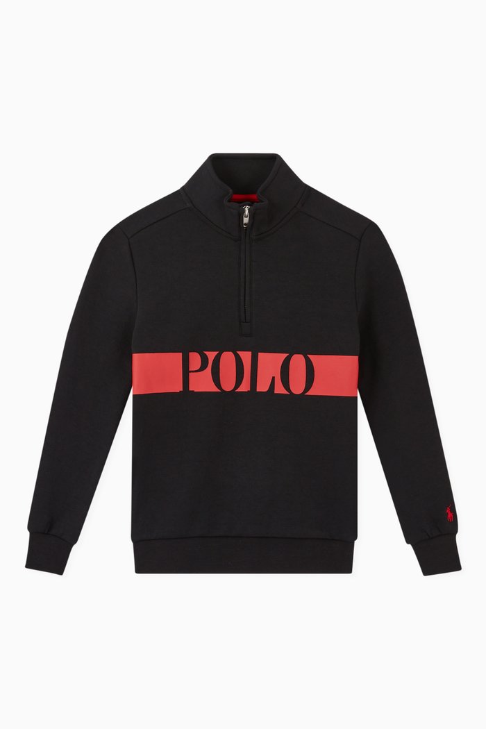 

Polo Logo Half-zip Sweatshirt, Black