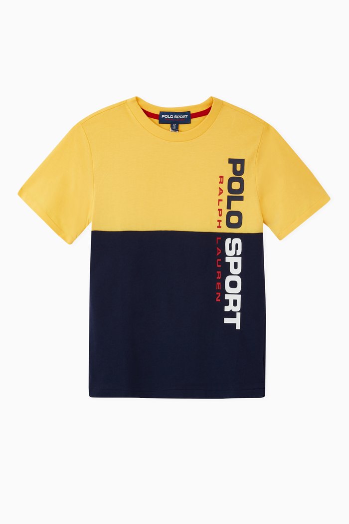 Colourblock Polo T-shirt in Cotton, Multicolour