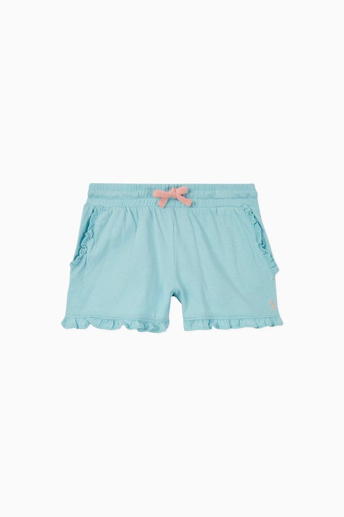 

Ruffled Jersey Shorts in Cotton, Blue
