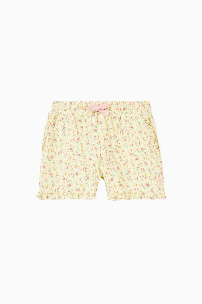 

Ruffled Jersey Shorts in Cotton, Yellow