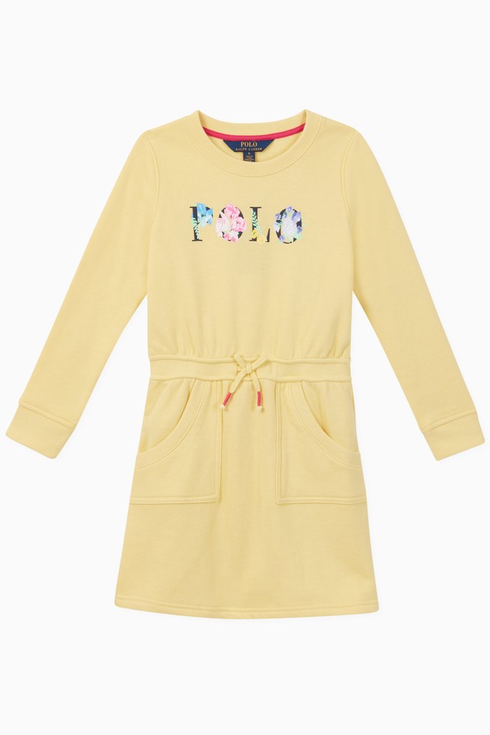 

Floral Logo Jersey Fleece Dress, Yellow